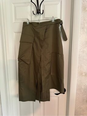 Olive Green Utility Midi Skirt